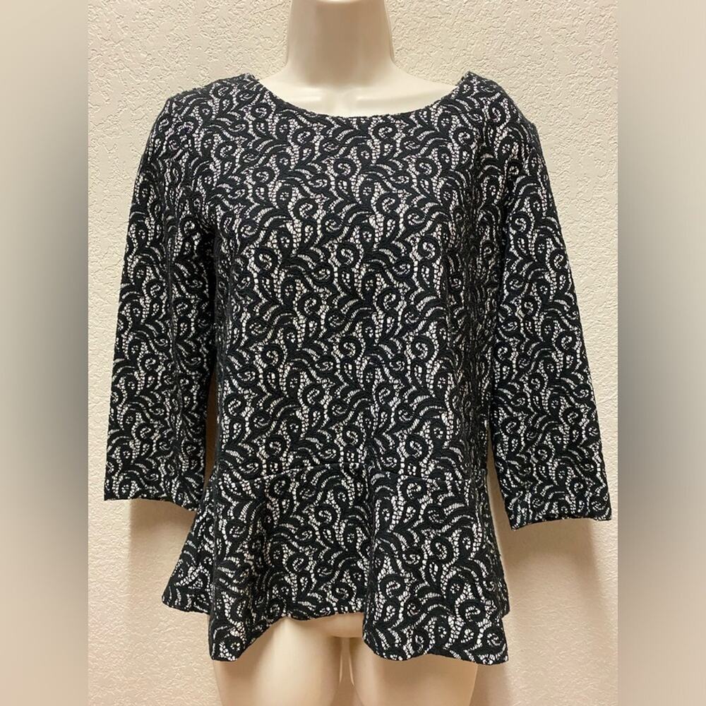 J Crew Lace Detail Peplum Top.  Sz M